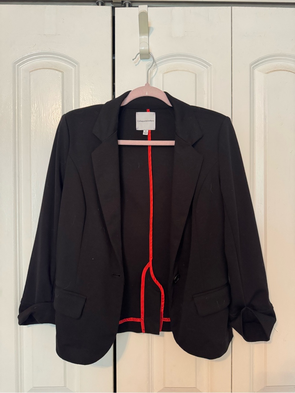 Catherine Malandrino Black Blazer with Red Trim